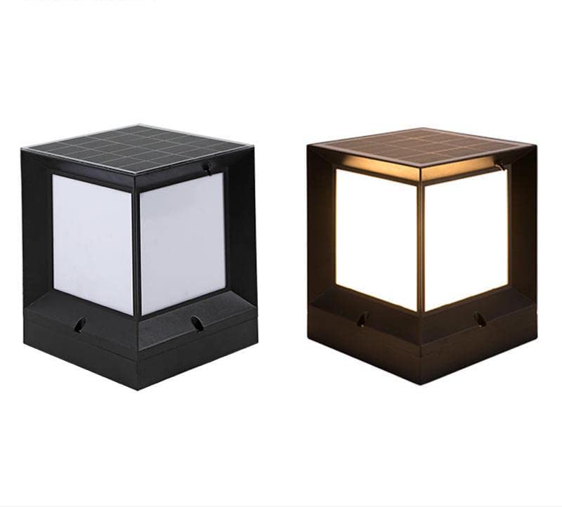 Garden Post Light Outdoor Solar Column Lamp Square-shaped Post Light Glass Lantern Waterproof Park Gate Backyard Pathway Solar Powered Bracelet Headlight (7watt 27cm)