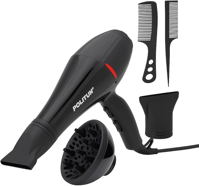 Hair Dryer Professional - 5000 W Fast Drying, Salon Smooth, Powerful Motor, 3 Temperature Settings, 2 Speeds, Detachable Air Concentrator, Overheat Protection, PT-V12