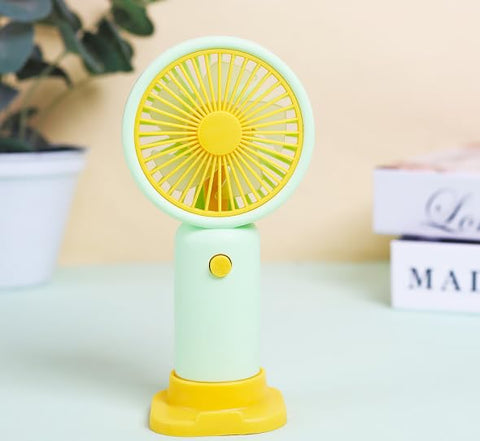 Dollar for Improt Portable Mini Fan with Stand, 16 cm, USB Rechargeable, 250mAh Battery, One Speed Setting, Pastel Colours (Green)