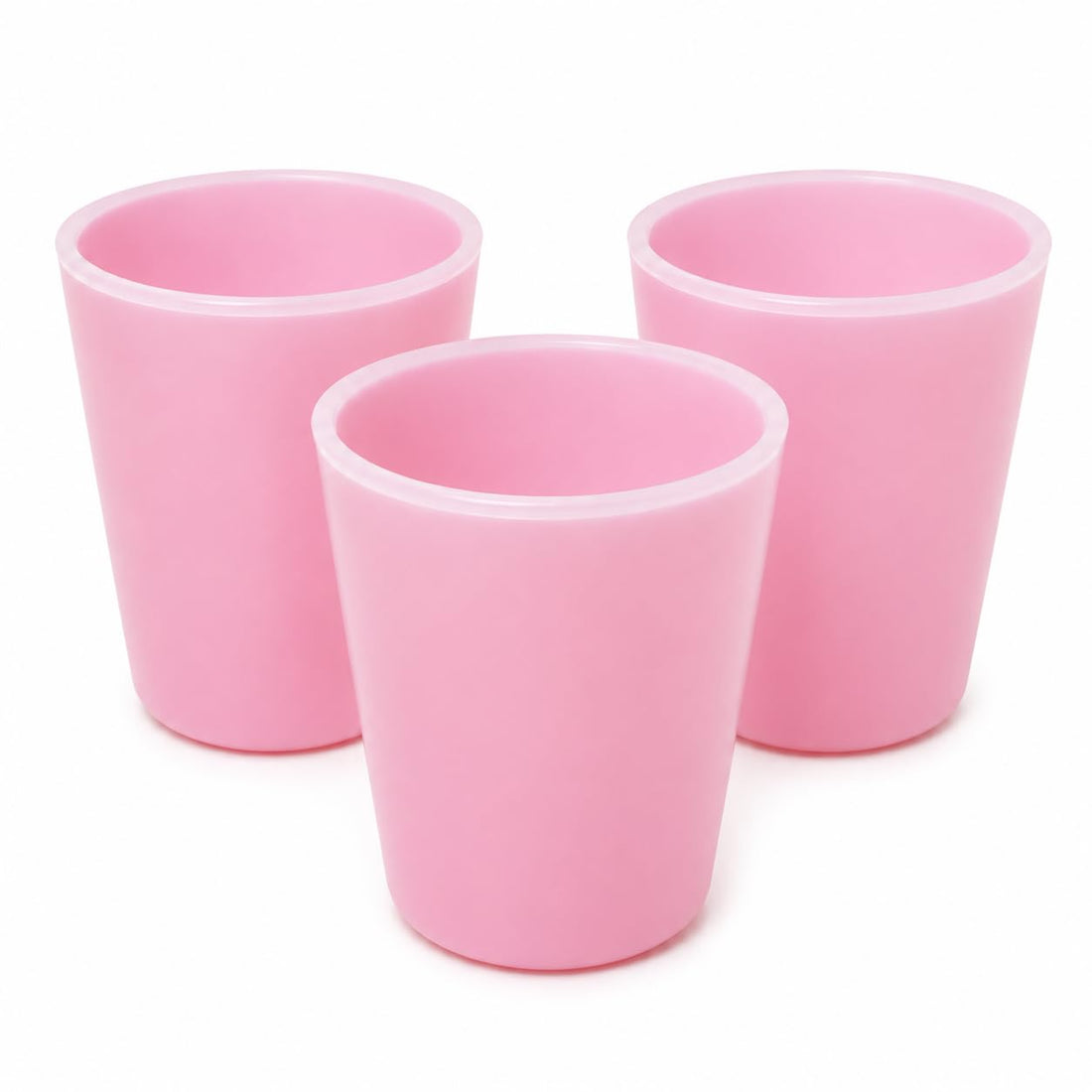 Pink Plastic Cup Set 3 Pieces Lightweight Easy Grip Everyday Use