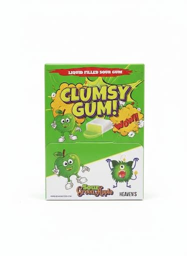 Clumsy Gum - Sour Green Apple Flavored Gum - Fresh Liquid Core Filled Gum - Powerful and Fun Tasting Experience - by HEAVEN'S, Box of 110