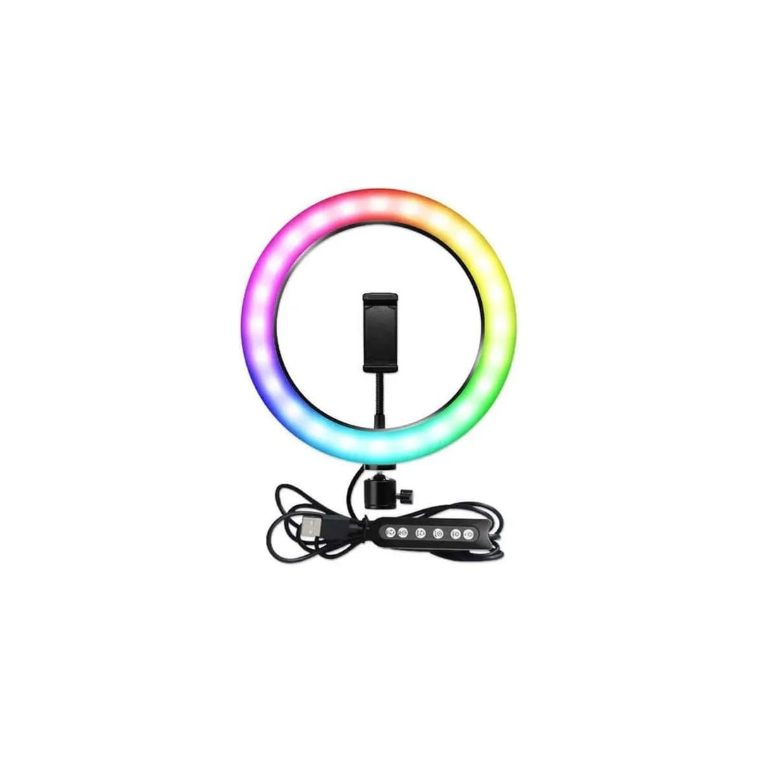 MJ-26 RGB Ring Light Included Stand And Phone Holder With Coloring Vibrant Lighting Is Highly Practical For Shoots Setup - Black