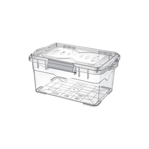 Reusable Container Box, BPA-Free Food Storage Container, Airtight Seal Lid & Clips, Dishwasher & Freezer Safe, Transparent/Grey. (5 Liter)