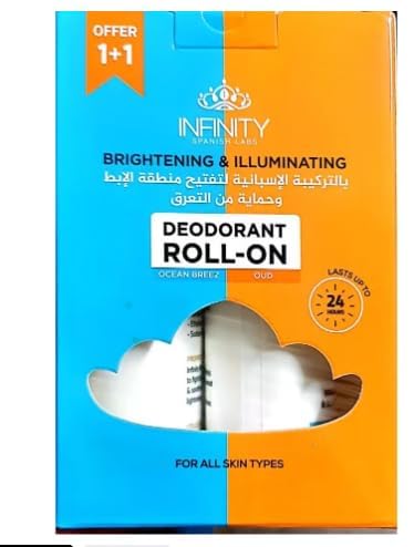 Infinity Spanish Labs Anti-Perspirant Roll-On, Brightening & Illuminating, Oud & Ocean Breeze, 3.2 Ounce (Pack of 2)