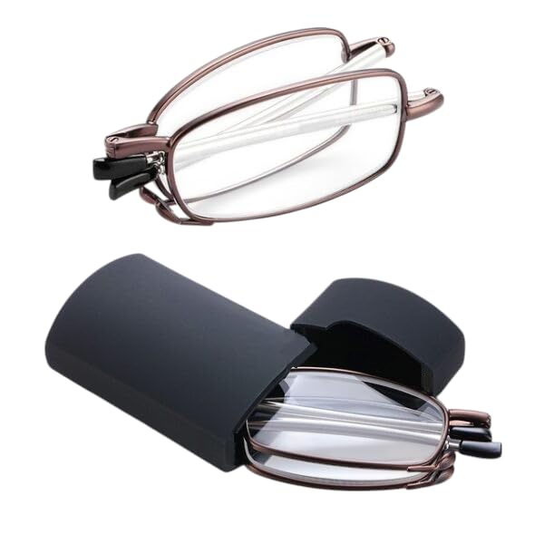 Reading Glasses Portable Folding with Flexible Spring Hinge for Men and Women, with a Stylish Case, Exclusive to Infinity Handmade Seller Only