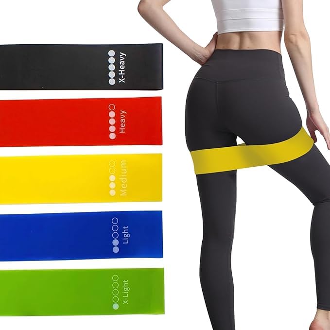 Phyzioline Resistance Loop Bands,Exercise bands Set of 5 Rubber Latex Resistance Band with 5 Different Resistance Levels with Carrying Bag