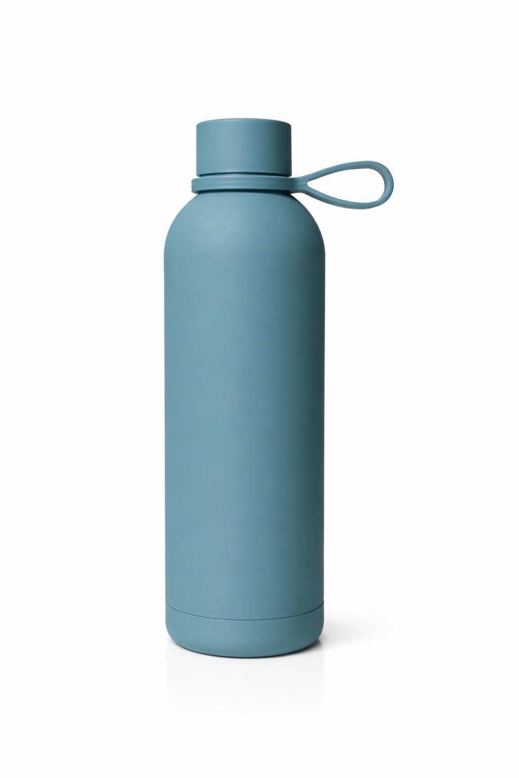 Slim Matte Design Stainless Steel Water Bottle 500 Milliliter, Inner 304 Stainless Steel, Outer 201 Stainless Steel, Double Wall Insulated, Leak Proof Lid With Carry Loop (Blue)