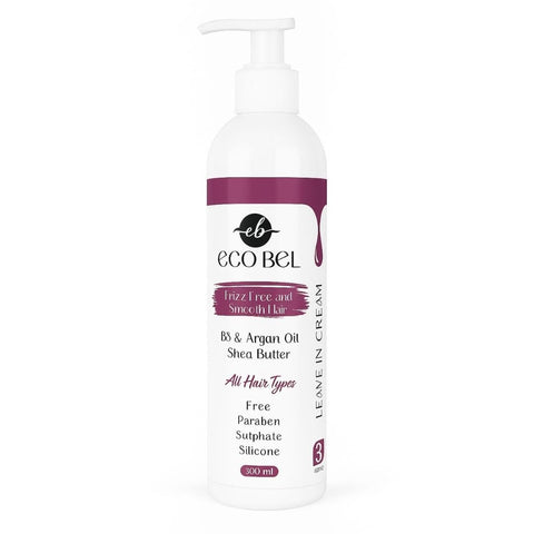 ECO BEL Leave-In Conditioning Hair Cream, With Argan Oil And Shea Butter, For All Hair Types, Paraben & Silicone Free, 300 ml