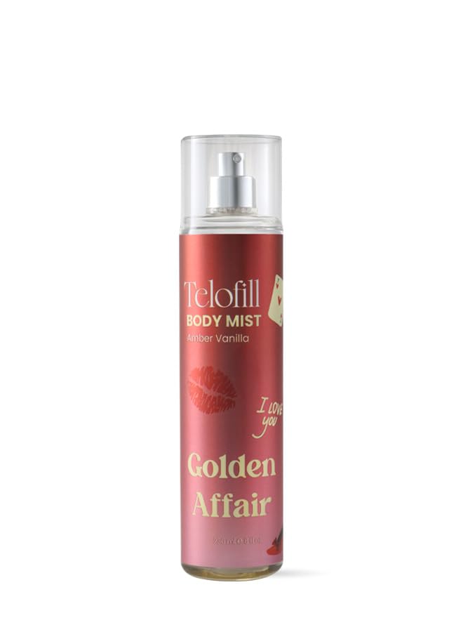 Telofill Golden Affair Body Mist, Amber Vanilla Fragrance, 236 ML, with Pear, Coffee and Vanilla Notes
