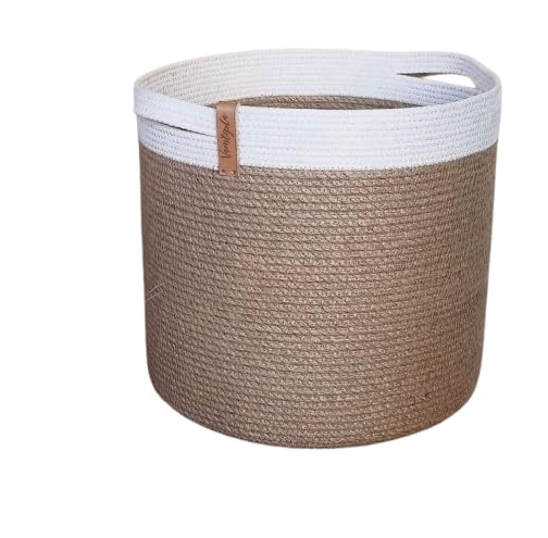 Woven It -Woven Jute and Cotton Storage Basket, 25cm x 25cm