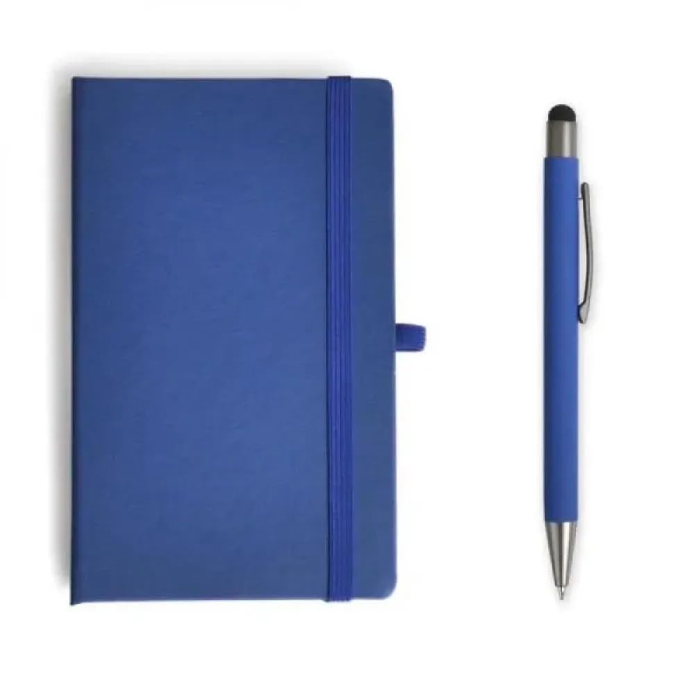 Lined Paper Planner Notebook (A5) 80 Sheets - 15 * 21 cm - Chic Metallic Pen (Blue)