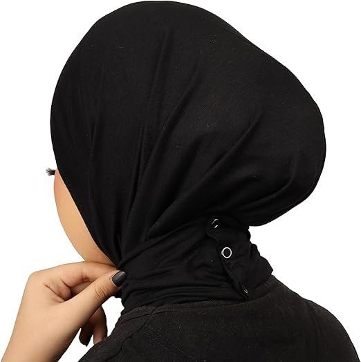Women's hijab, layered, snaps, cotton, medical bandana, Kuwaiti style - Soft cotton and lycra inner scarf with clips - an elegant gift for special occasions, available in multiple colors.