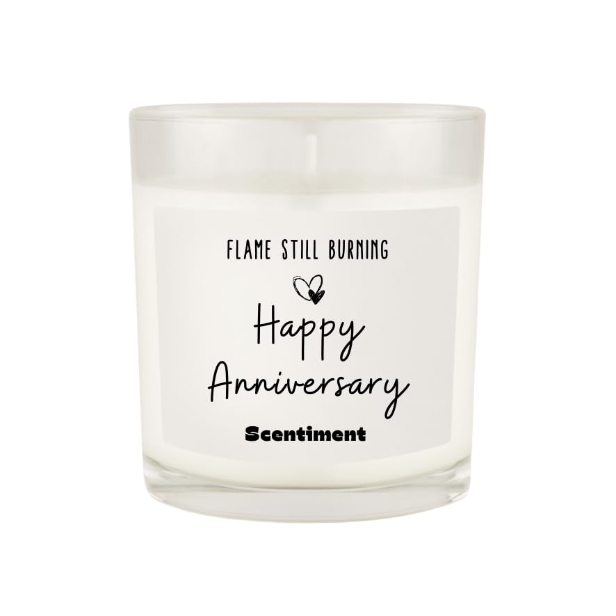 Scentiment Scented Candle â€“ Premium Soy Coconut Beeswax Blend | Hand-Poured Jar Candle with Long Burn Time | Gift for Home, Bedroom & Living Room (Happy Anniversary)
