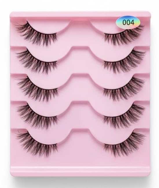 Half Lashes Cateye 5Pairs/Half Lashes/Half Lashes Natural Look/Half Lash/Corner Lashes- SHAPE-4-pink