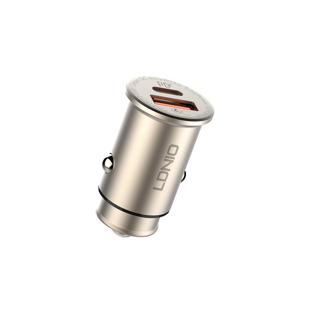 LDNIO C506Q Car Charger with Type-C Cable, USB, Gray
