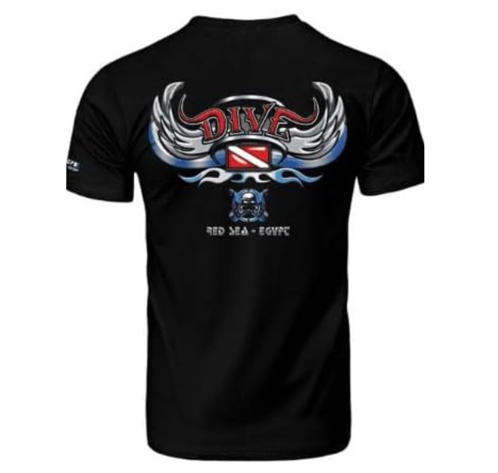 DEEP T-Shirt Dive wing– 100% Cotton, Breathable & Soft | Dive-Inspired Marine Life Design | Casual & Scuba Diving Wear | Short Sleeve Crew Neck | Eco-Friendly