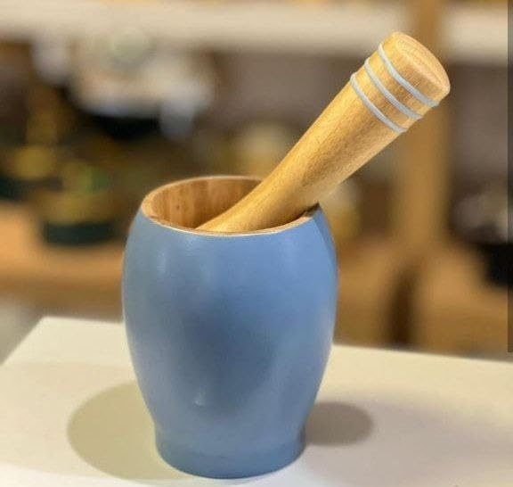 Generic Mortar and Pestle Set, Porcelain, Blue, for Herbs and Spices .db