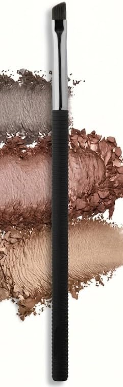 Angled Eyeliner Brush -Slanted Flat Angle Eye Liner Eyebrow Thin Precision Eye Makeup Brush Synthetic Bristles -1pc- black RUBBER HAND