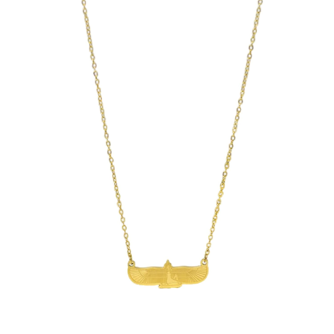 Julia Store 18K Gold Plated Stainless Steel Trendy Love Pharaonic Pendant Necklace, Ancient Egyptian Goddess Hathor Of Love & Magic Jewelry Gift For Women