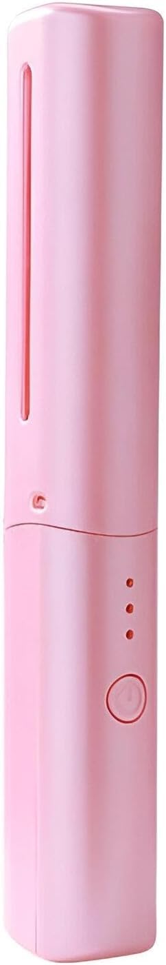 Portable Hair Straightener Brush Cordless Compact Rechargeable with USB Charging and Temperature Settings Flat Iron Comb for Effortless Hair Styling (Pink)