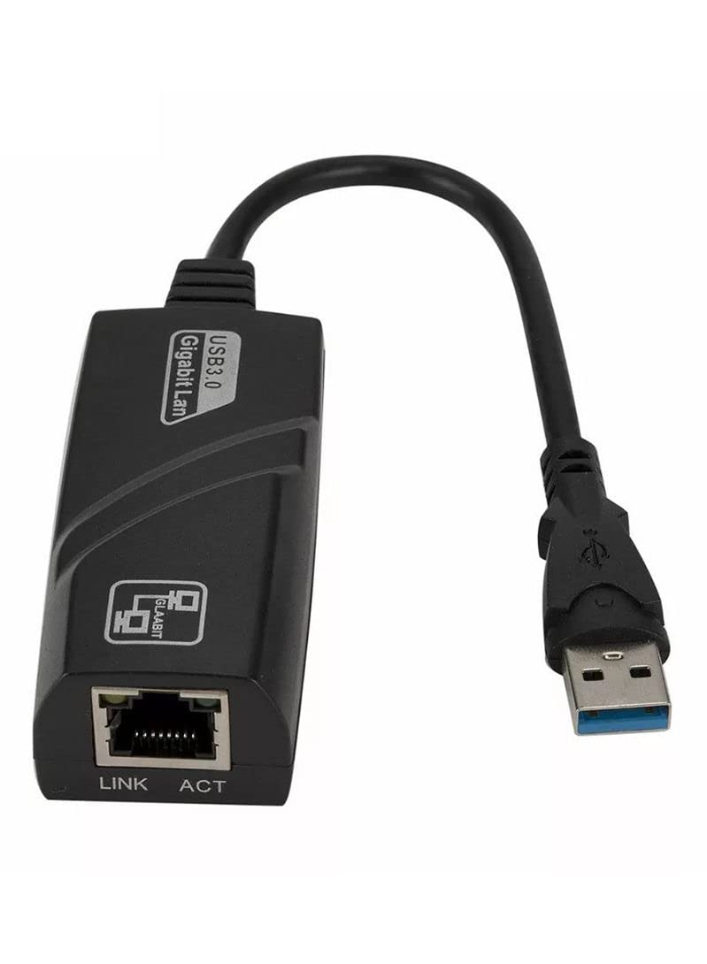 USB Network Adopter 3.0 Gigabit RJ45 1000Mbps Ethernet LAN Wired Connector Switch Black Compatible with MacBook, PC, Windows, Chromebook, IOS, Stable Driver, Surface pro Linux, XPS, Ultrabook, Wii U