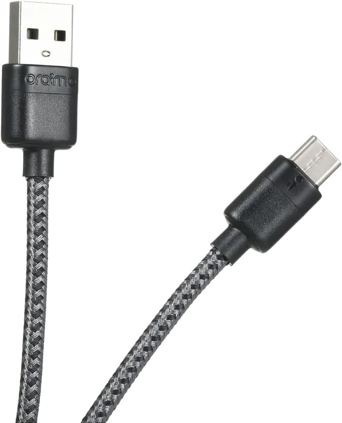 Oraimo DuraLine 3 (OCD-C32) USB-A to USB-C Charging/Data Cable, 1m, Anti-Tangle Braided Design, High-Tensile Nylon Material, USB 2.0, 480Mbps Data Transfer, Supports 5V/2.4A (12W) Fast Charging, Black
