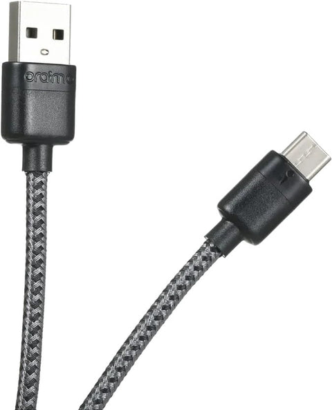 Oraimo DuraLine 3 (OCD-C32) USB-A to USB-C Charging/Data Cable, 1m, Anti-Tangle Braided Design, High-Tensile Nylon Material, USB 2.0, 480Mbps Data Transfer, Supports 5V/2.4A (12W) Fast Charging, Black