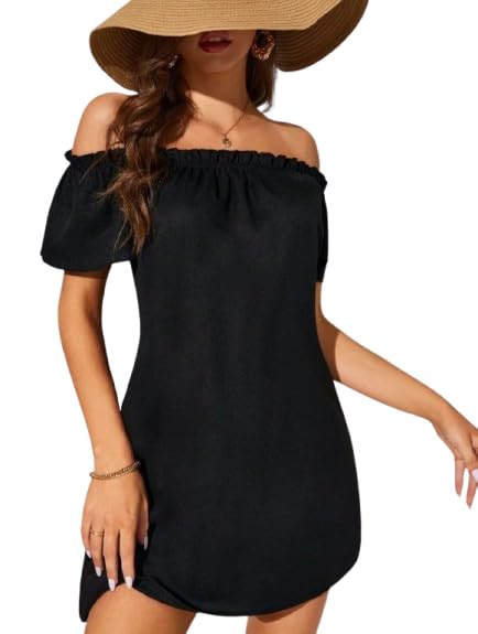 Shoulder Frill Trim Dress,Summer Dresses For Women