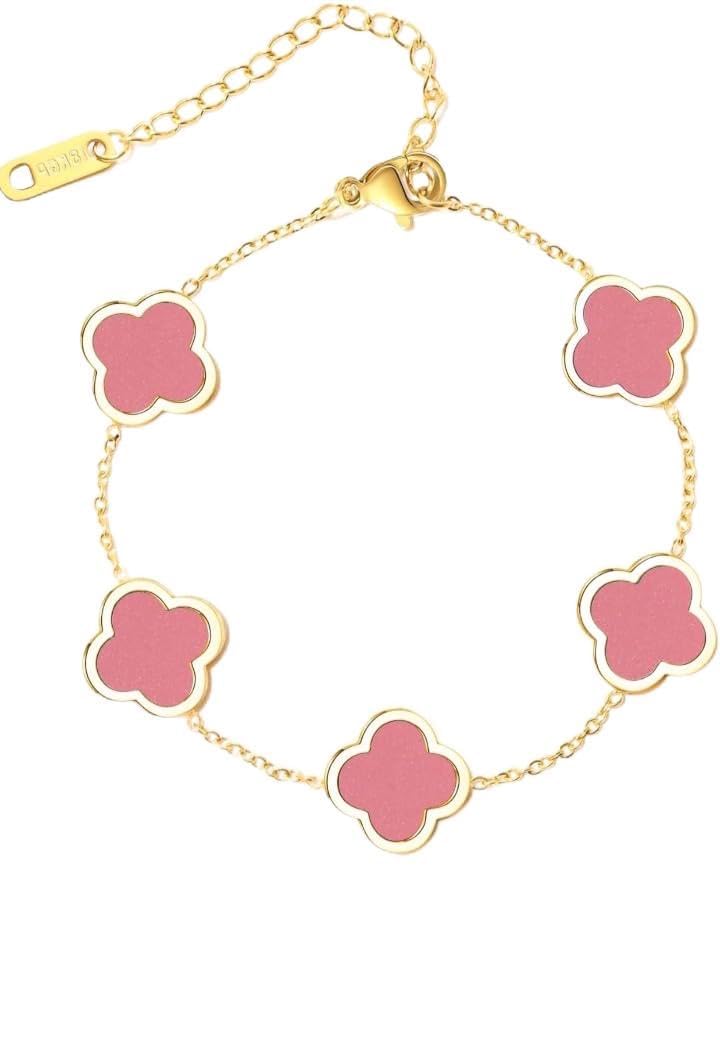 Gold Plated Four Leaf Clover Leaf Bracelet
