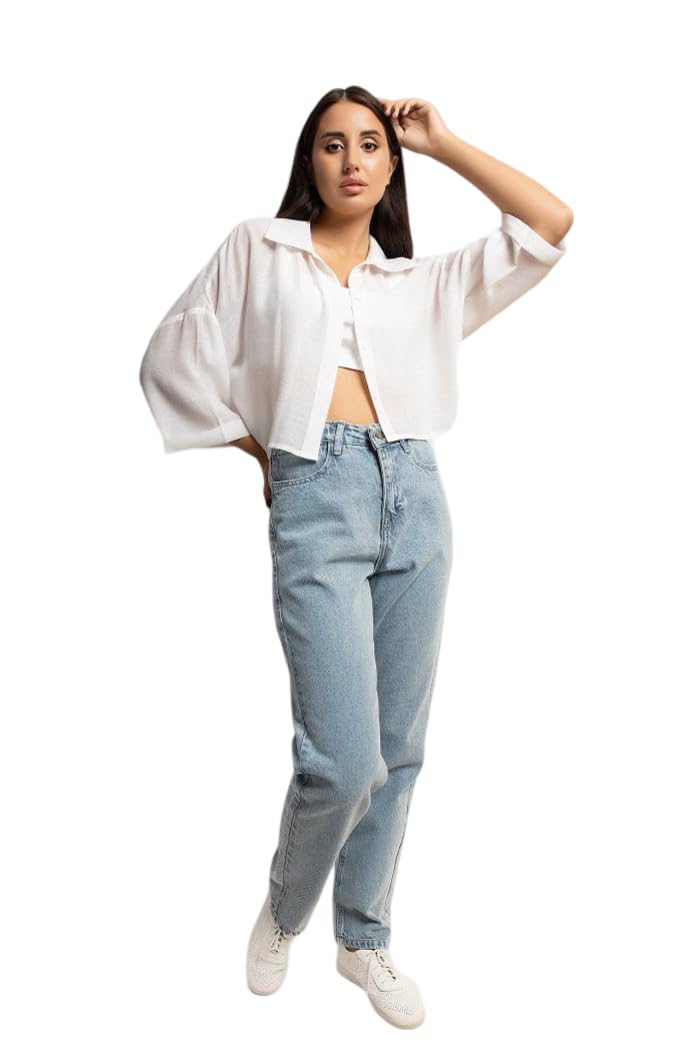 MOM FIT JEANS Pants-Sky Blue