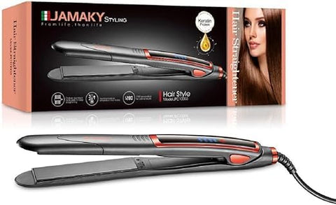 JamakiD Hair Straightener, Salon Quality Styling with 1280°C, Perfect for Curly and Straight Hair, 30s Fast Heating, 360° Swivel Cord, 50W, Model Jpc 10003, Ceramic Plates, Black