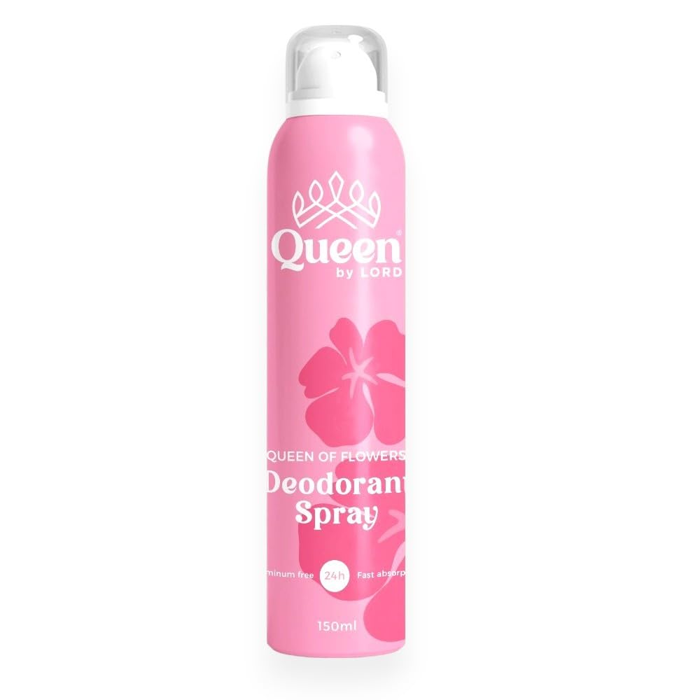 Queen by Lord Queen of Flowers Deodorant Spray, Aluminum Free, 24h Protection, Fast Absorbing Formula, 150ml
