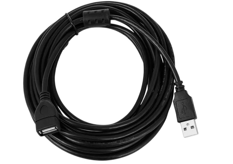 5M Black USB Type A to B Male-to-Female Cable Extension for Smartphones, Tablets, Laptops and Other USB Devices 5meters
