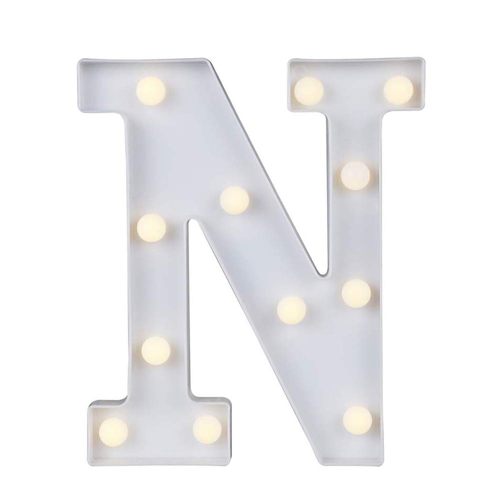 Marquee Letter Lights, 1 Alphabet Light Up Marquee Letters Sign Battery Powered Christmas Night Light Wall Desktop Lamp for Festival Decorative Wedding Birthday Home Party Bar Decoration N