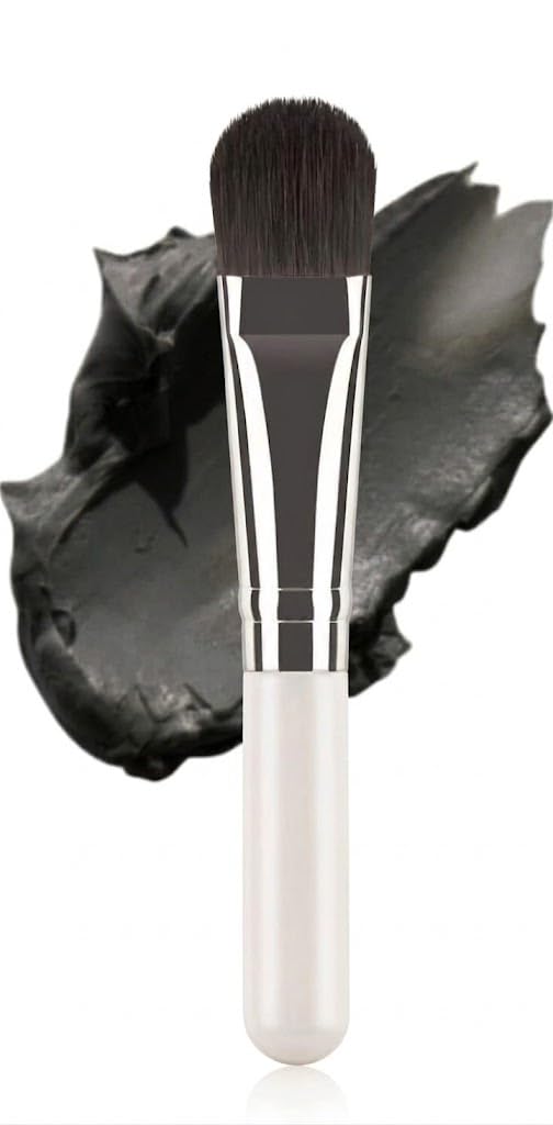 Facial Mask and powder Application Brush, Black+White Soft Man-made Fiber Brush Head Cosmetic Tool for Body Lotion, Mud, Clay, Charcoal Mixed Mask-white