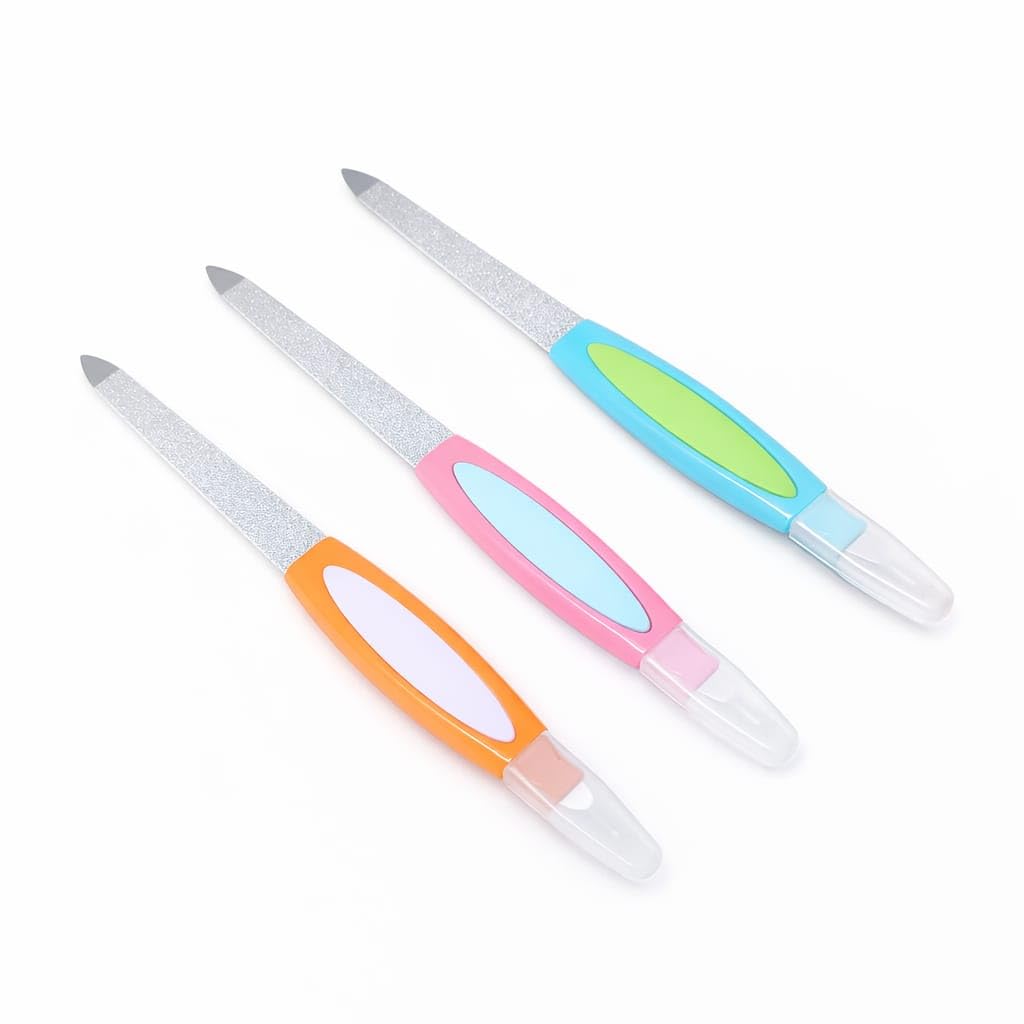 Nail File Metal Nail File for Nail Care Cleaning 1 Piece Multi Color with Protective Cover Beauty Care