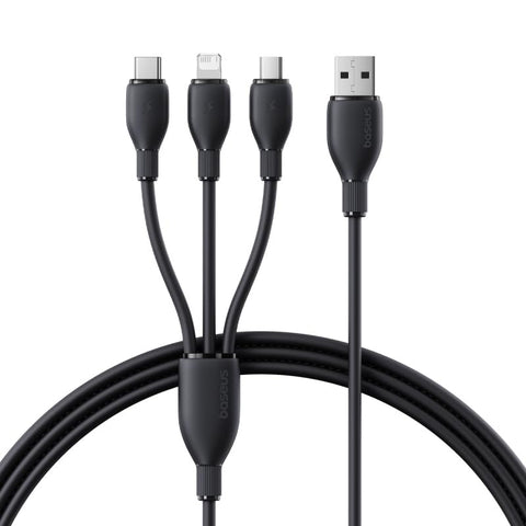 Baseus Ultra-Fast One-for-Three Fast Charging Cable, USB to Micro+Lightning+USB-C, 3.5A, 0.8m, Black