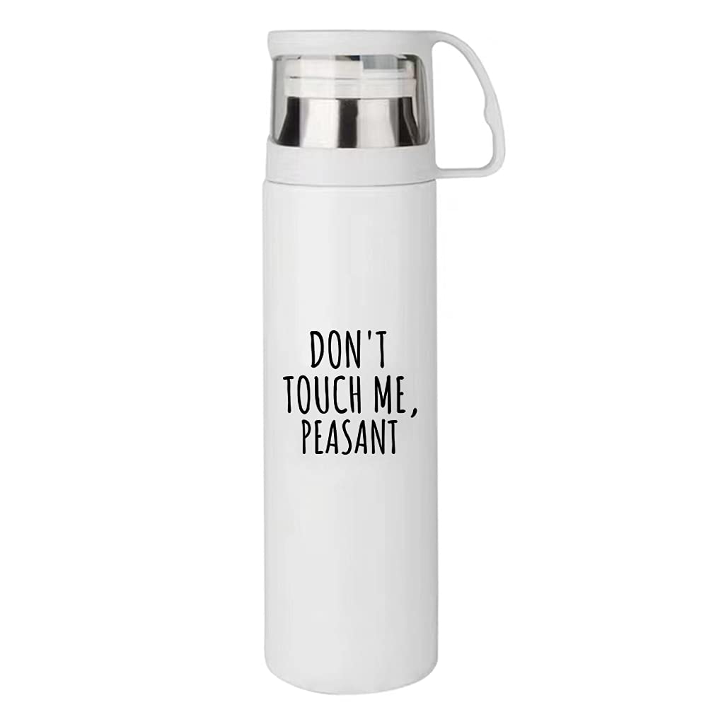Funny Coffee Thermos Cup - Don't Touch Me Peasant - Sarcastic Novelty Travel Mug Joke Gift Idea for Men Women Office Work Adult Humor Employee Boss Coworkers 14 oz