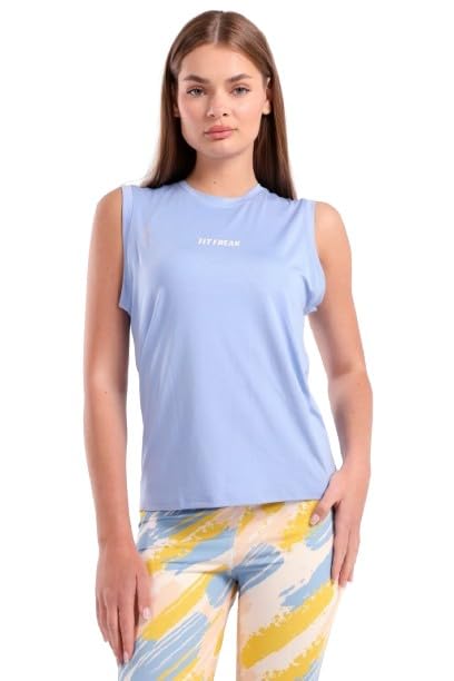 Fit Freak Sky Blue Open Back Top, XL