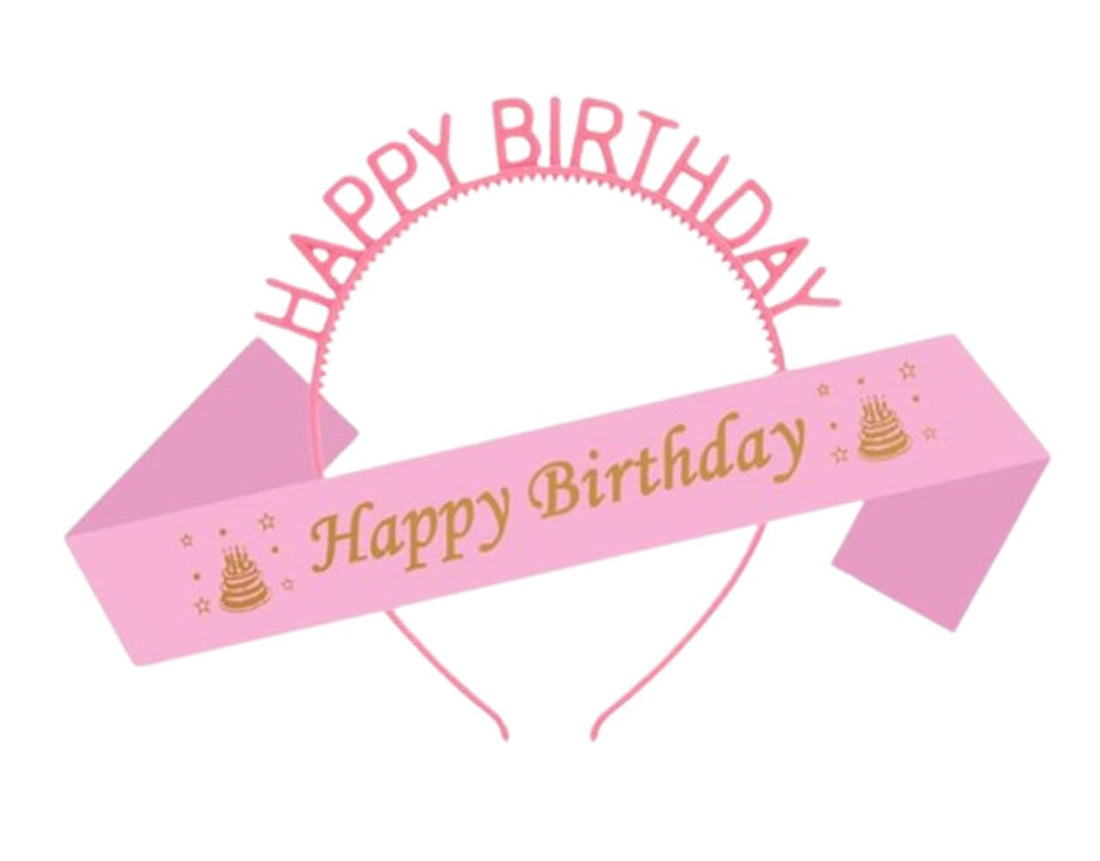 Happy Birthday Sash and Crown Set for girl, Party Decorations(Pink)