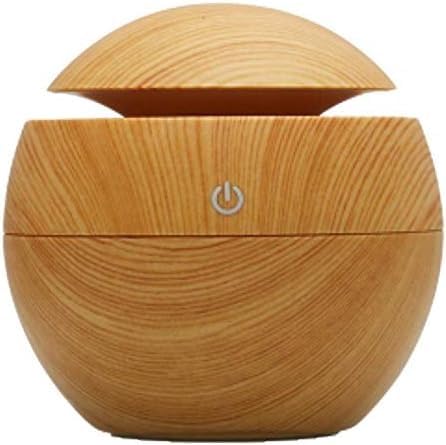 Aroma Diffuser Humidifier with LED Light Ring, Wood Grain Design, USB Powered Mist Diffuser for Essential Oil and Water (Mini Humidifier)