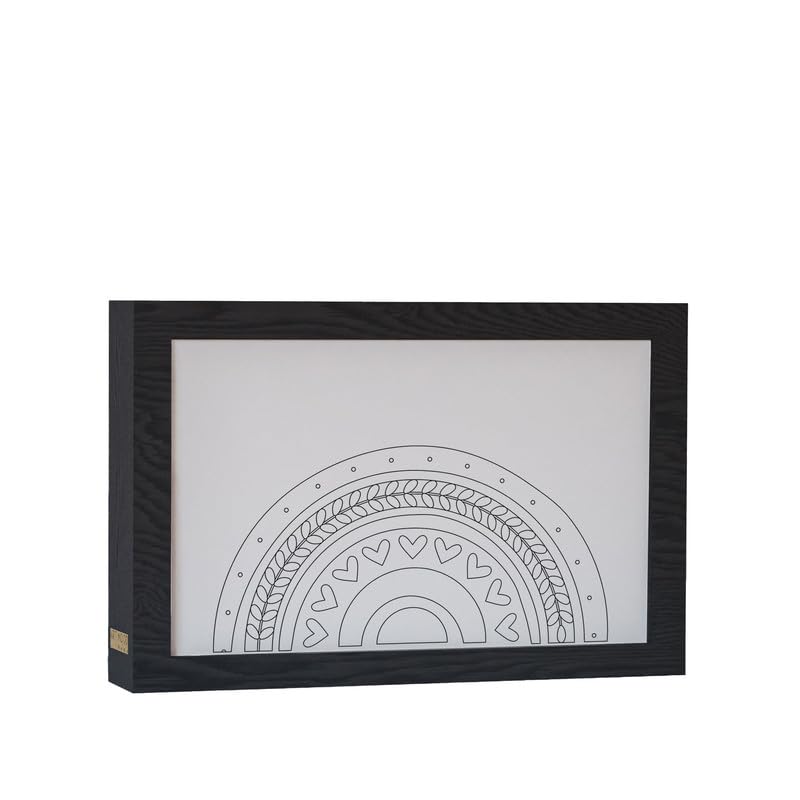 ART MOOD Home Natural Wood 2 In 1 Photo Lighting Frame - Boho Rainbow 20Cmx 15Cm Black Frame