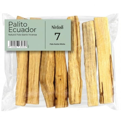NIRDOSH - Palo Santo Incense Sticks PALITO from Ecuador - 7 Wood Sticks 3.94in - Original and Natural Incense Sticks of Palo Santo Wood for Yoga and Meditation - Bursera Graveolens