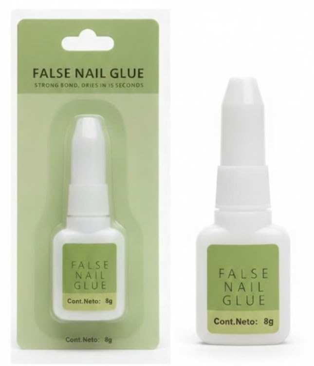 Nail Glue press on nail glue with brush for nail tips Strong Adhesive for Acrylic Nails Brush on nail tips Extension Glue Long-Lasting Quick-Drying Glue-8gm-Green cover