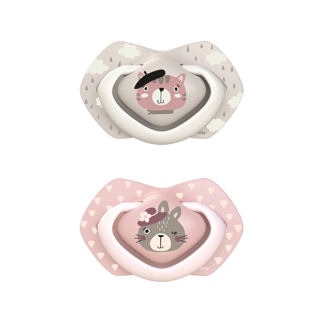 Canpol babies Symmetrical Silicone Dummy Bonjour Paris Pack of 2 (Bonjour Paris Pink, 6-18 Months)