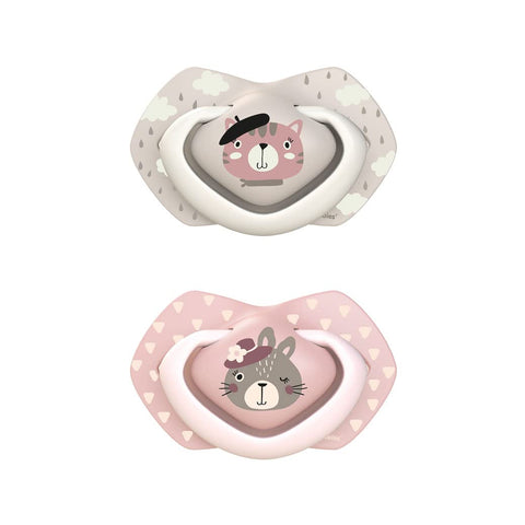 Canpol babies Symmetrical Silicone Dummy Bonjour Paris Pack of 2 (Bonjour Paris Pink, 6-18 Months)