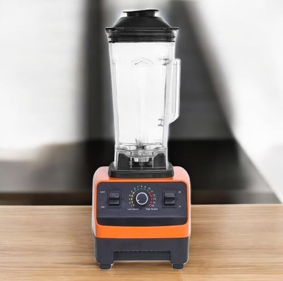 Silver Crest Sc-1589 4500W Commercial Grade Heavy Duty Blender with 2 Bowls 2L Large Jar for Juices and Small 1L for Grinding Coffee and Condiments - Orange