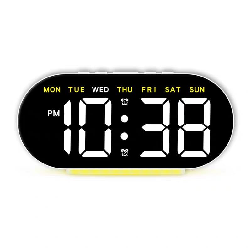 LED Digital Alarm Clock with Backlight, Time, Date, Temperature, Snooze Function, 3 Brightness Levels, Night Light, Modern Desktop Design, USB Output, Powered**** (Yellow)