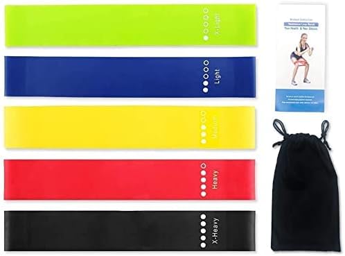 M D Stay Fit MD 100% Original Latex Resistance Band, Elastic Bands for Strength Training, Gym Loop Bands, Crossfit, Yoga Elastic Tension Rope, Hip Workout Equipment 5 Pack