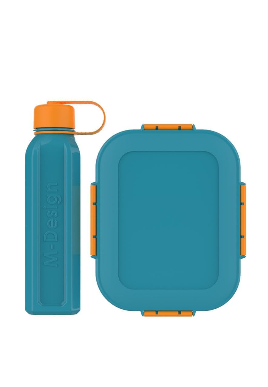 KARE M-Design Lunch Box with Bottle, 2.1 Litre/800 ml Capacity, Teal/Orange